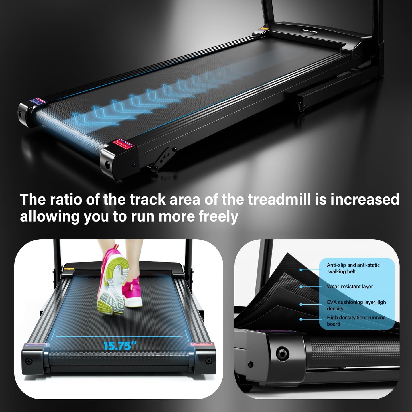 - Motorised Folding Treadmill | 2.0HP Treadmill | Widened Shock Absorption -