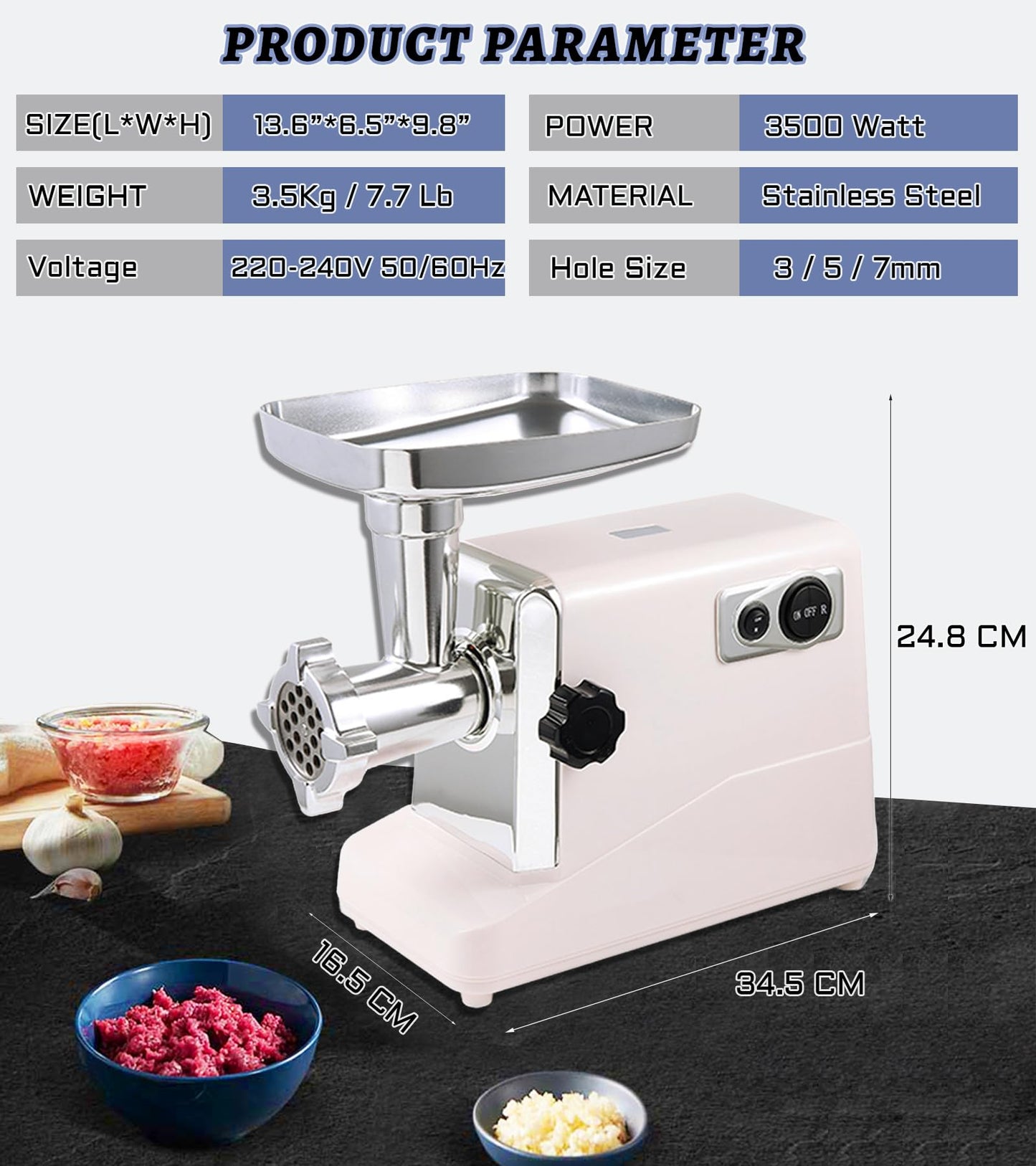 - VNIMTI Meat Grinder Electric, 3500W Meat Mincer Machine -