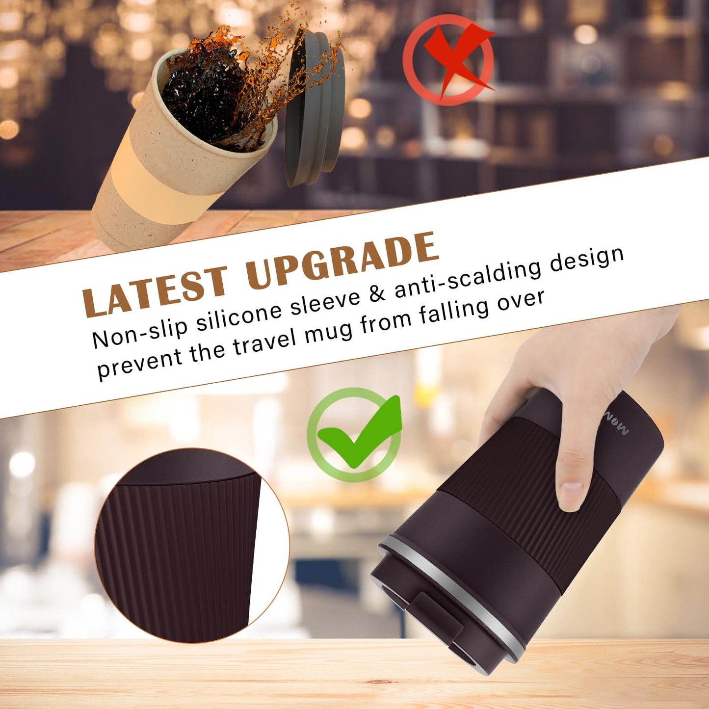 - MOMSIV Travel Mug | Insulated Coffee Cup | Leakproof Lid -