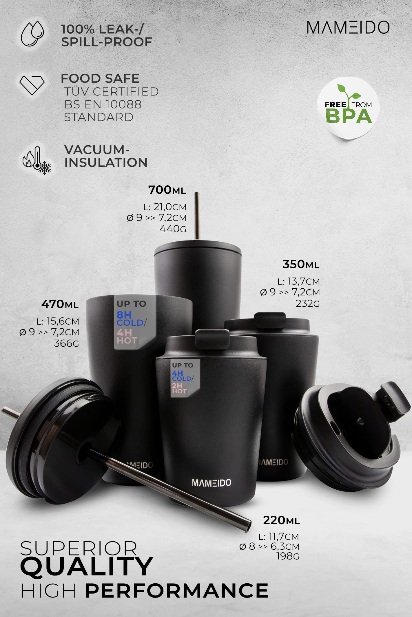 - MAMEIDO Coffee Cup Travel Mug 350ml | 470ml & 700ml -