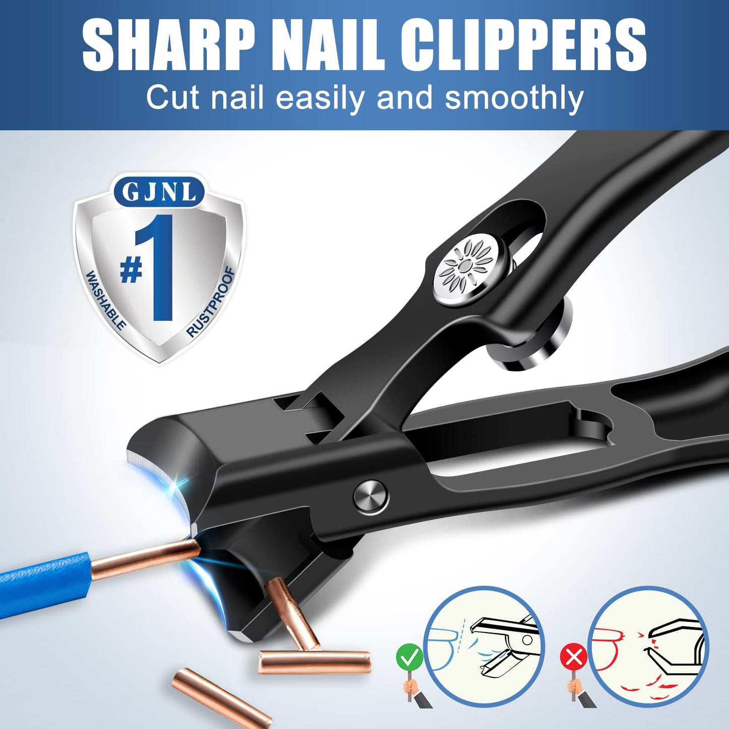2024 Upgrade Nail Clippers for Men Thick Nails, Wide Jaw Opening Nail Clippers with Catcher, No Splash Toenail Clippers for Seniors, Professional Ultra Sharp Fingernail Cutter with Safety Lock