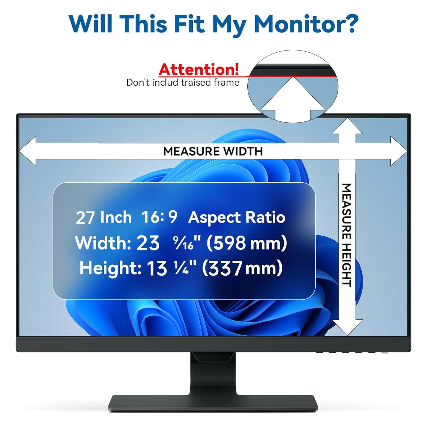 - IPROKKO 27 Inch Computer Privacy Screen Filter for Computer Monitor | 16:9 Aspect Ratio | Anti Blue Light Glare Removable 27 in Privacy Screen Protective Film -