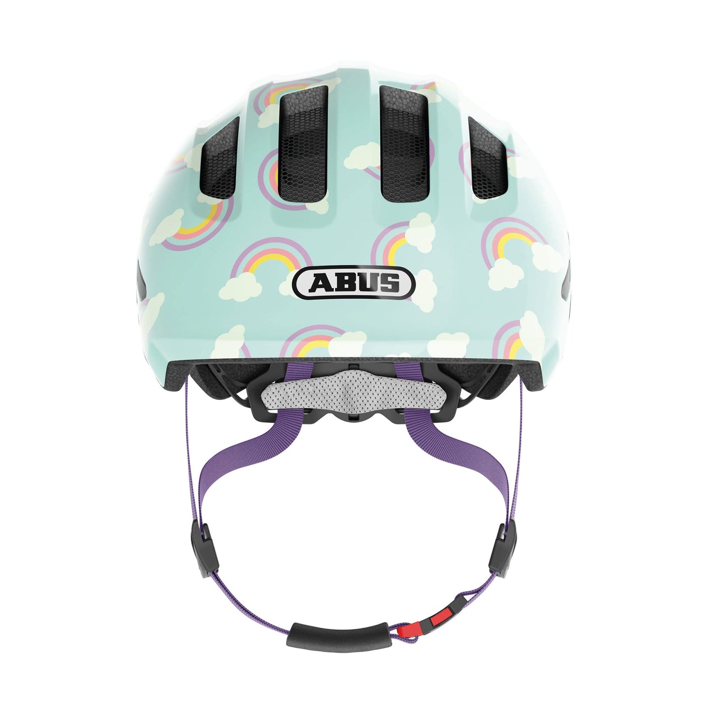 ABUS Smiley 3.0 LED Children's Helmet, Bicycle Helmet for Toddlers with Deep Fit, Child-Friendly Designs, Space for Pigtail, Unisex, Light blue (blue rainbow)