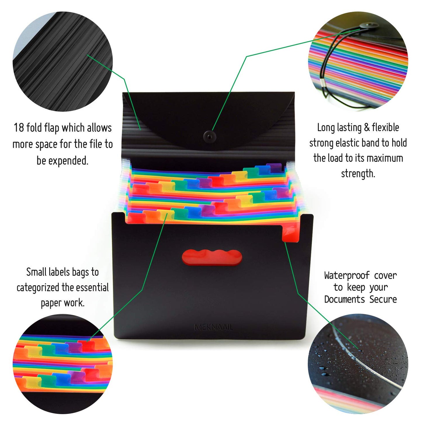 - Meknaail File Organiser | 24 Pockets Document Organiser -