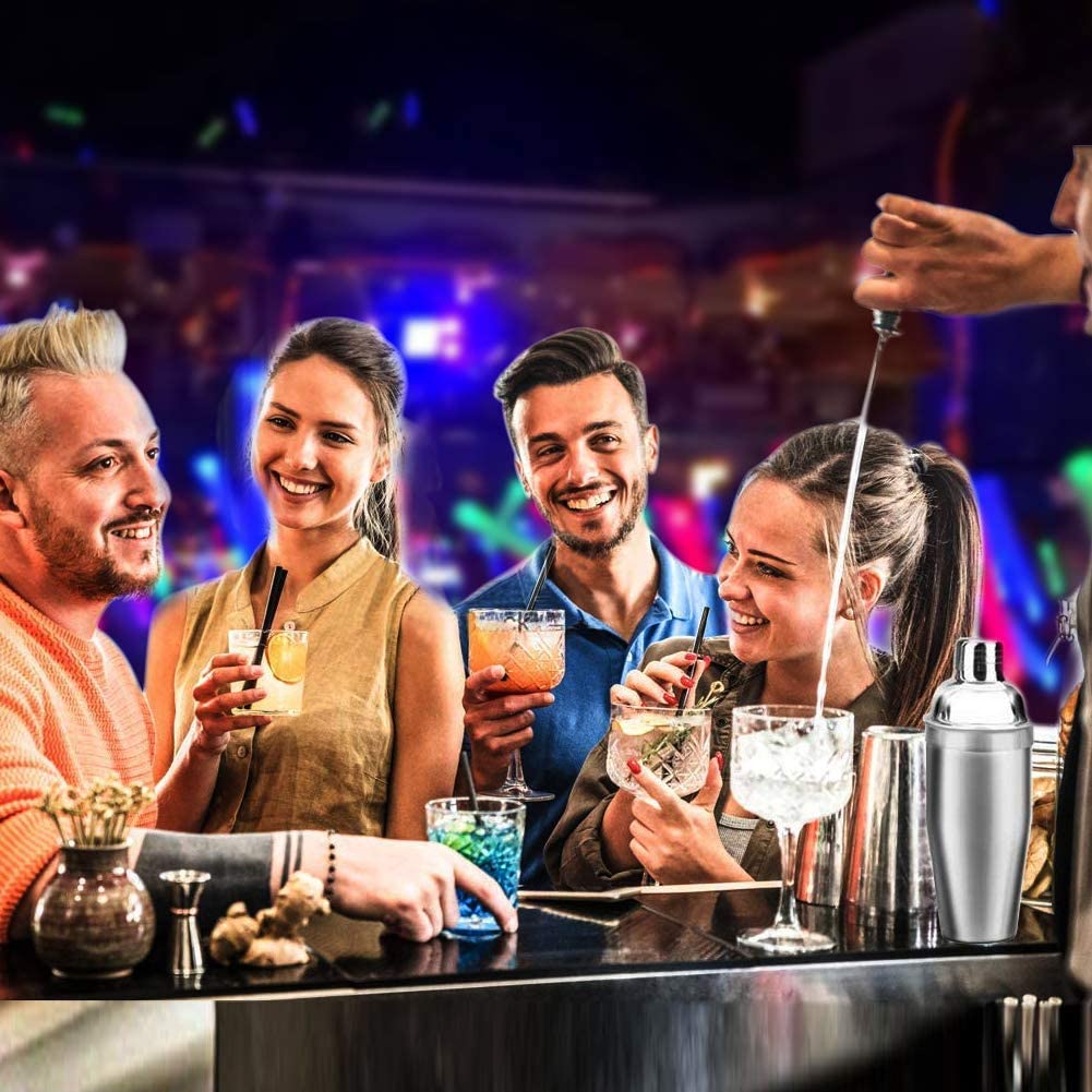 AYAOQIANG Cocktail Making Set, Cocktail Shaker Set with Stand, 750ml Stainless Steel Shaker for Cocktail, Home Bar Cocktail Tool Set for Bartender,Gift for Men Birthday,Thanksgiving,Christmas