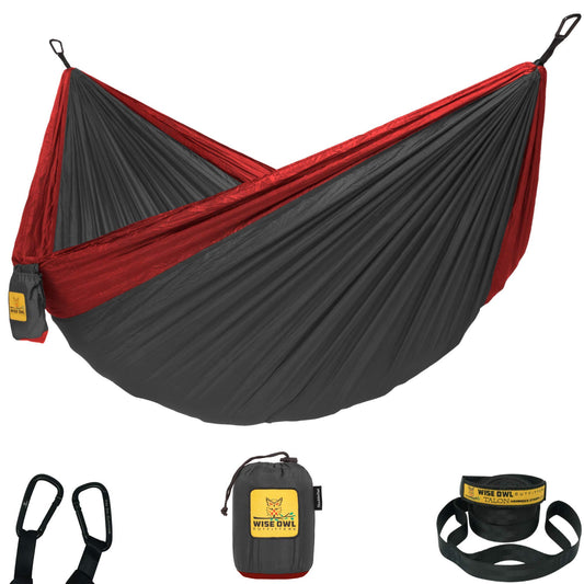 - Wise Owl Outfitters Camping Hammock - Single or Double Sized Indoor & Outdoor Hammocks