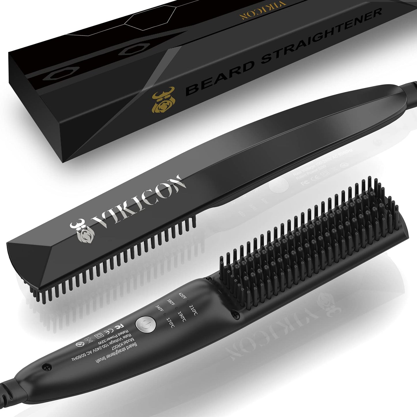 - VIKICON Beard Straightener, 30s Quick Heated Beard Brush -
