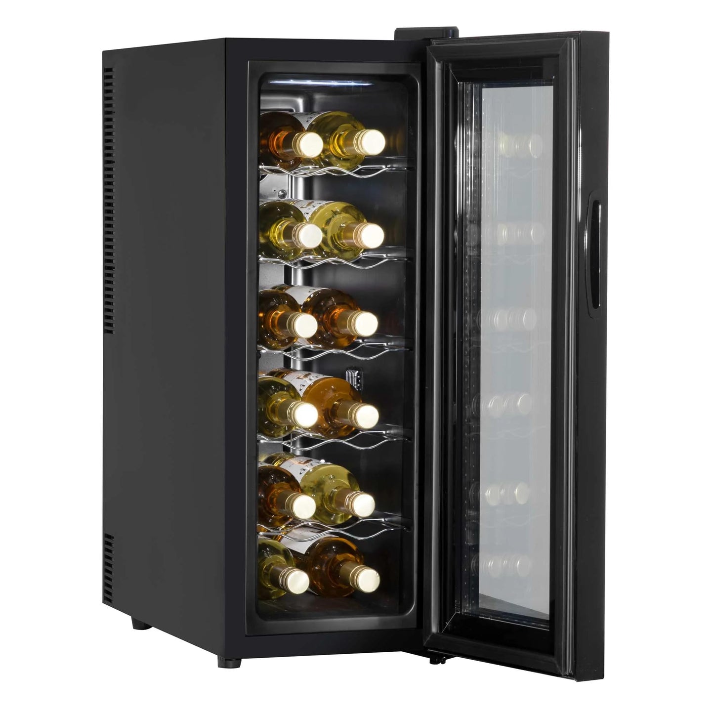 Baridi 12 Bottle Wine Cooler with Digital Touch Screen Controls & LED Light, Black - DH73