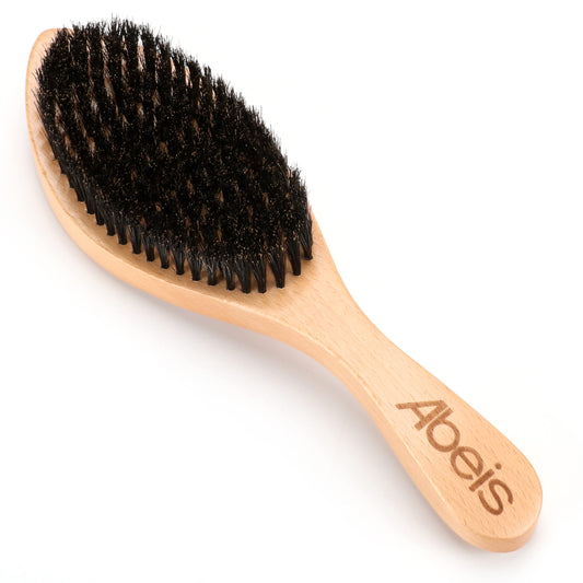 Abeis Wave Brush With Long Handle - 100% Soft Boar Bristle Men's Wave Hair Brush - Beech Wood Wave Brush For Men 360 (Wood L)
