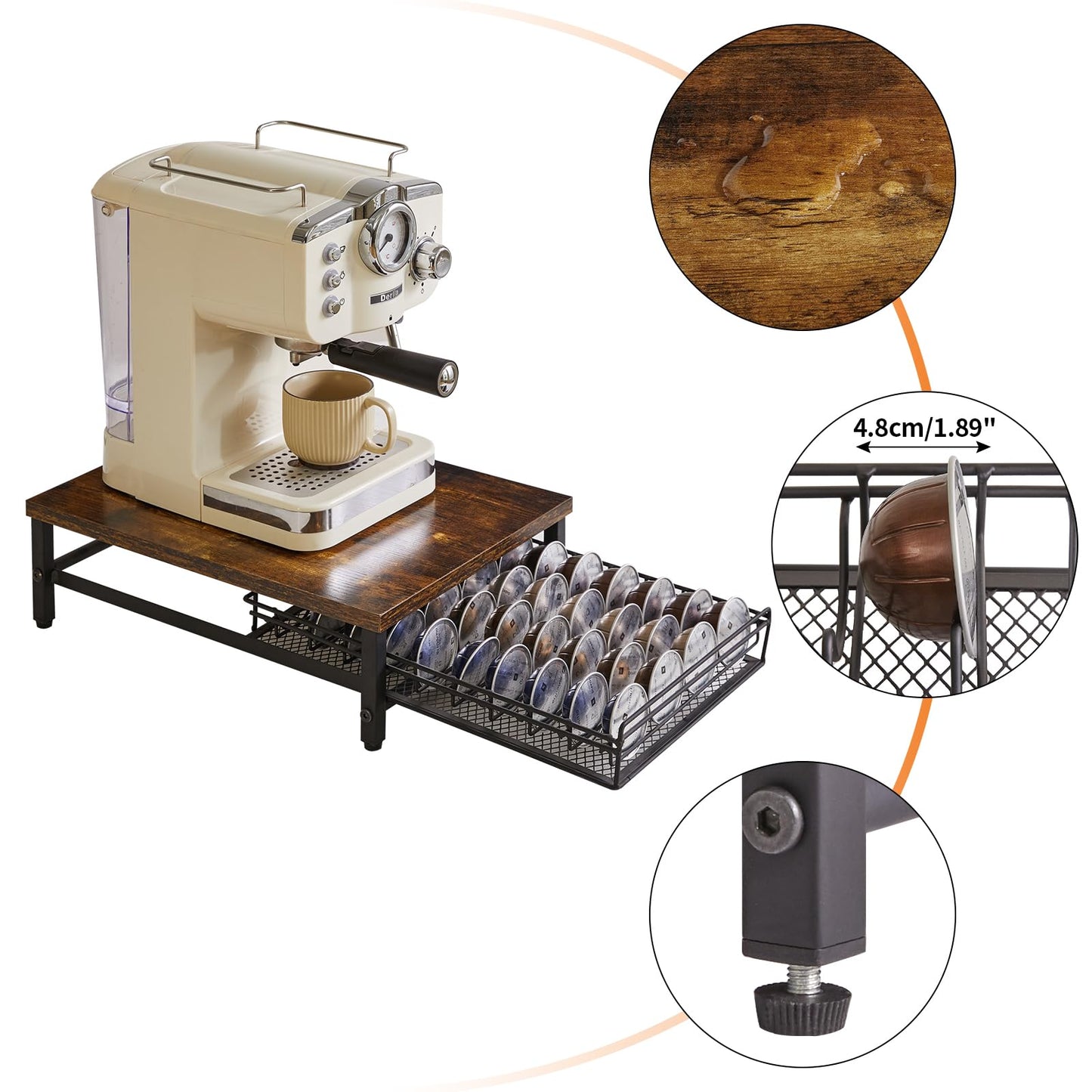 - IBUYKE Coffee Pod Drawer Holder for Nespresso | 40 Capacity Capsule Pods Storage -