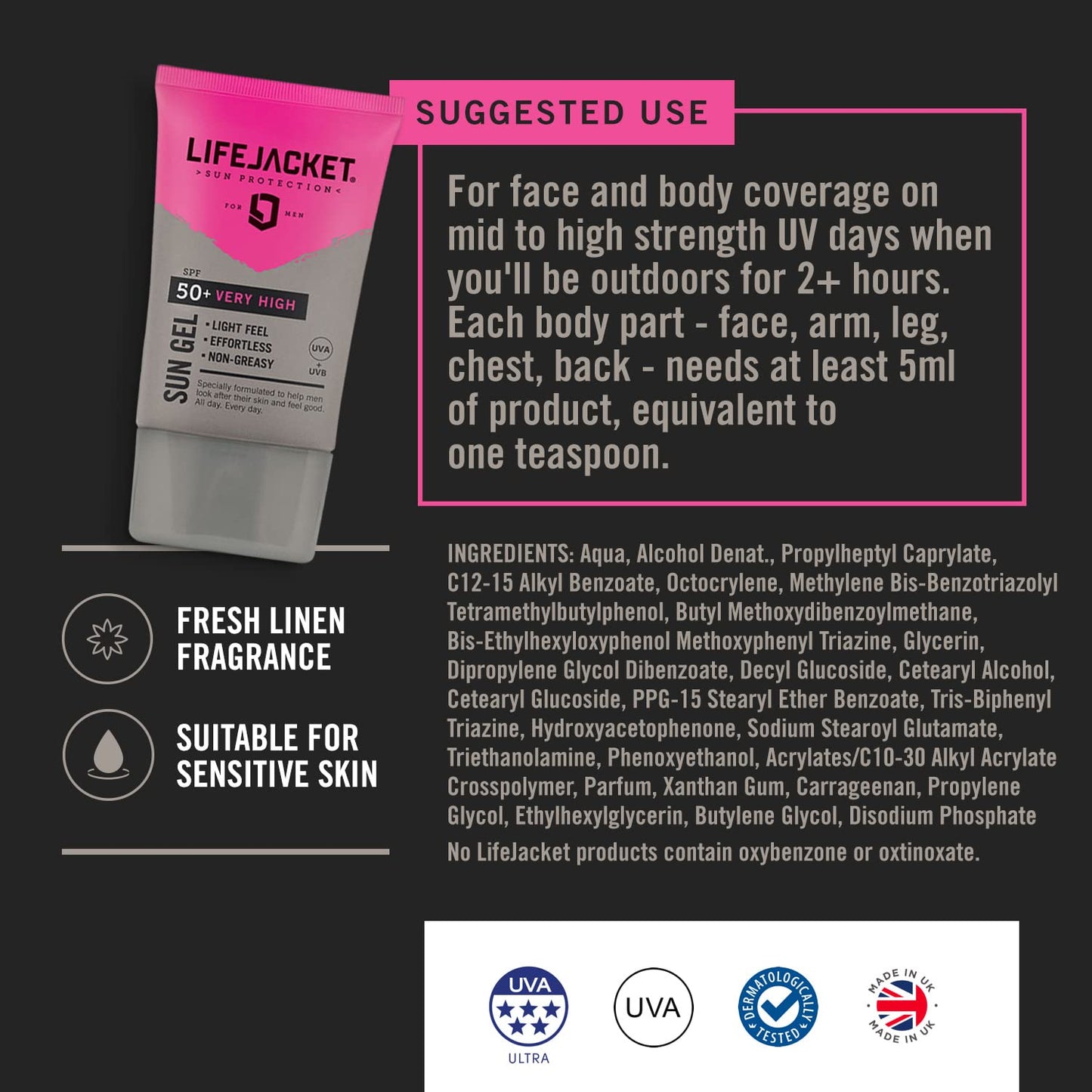 - SPF 50 UVA, UVA 5* | Sun Protection Gel for Face + Body -