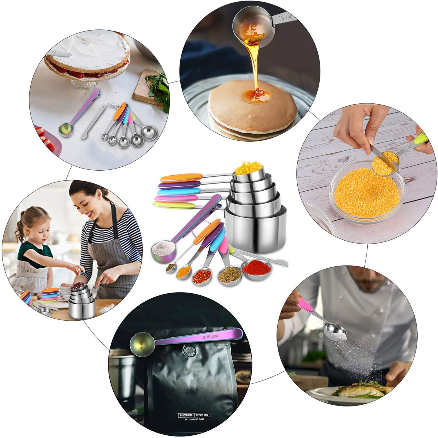 - HAUSPROFI Measuring Cups and Spoons Set of 14 | Stainless Steel Cup Measurement Set -