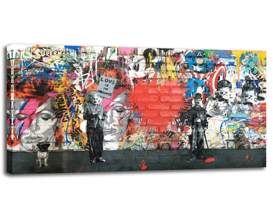 Banksy Canvas Wall Art Abstract Graffiti Street Art Canvas Wall Art Pictures Prints for Living Room Office Home Decoration