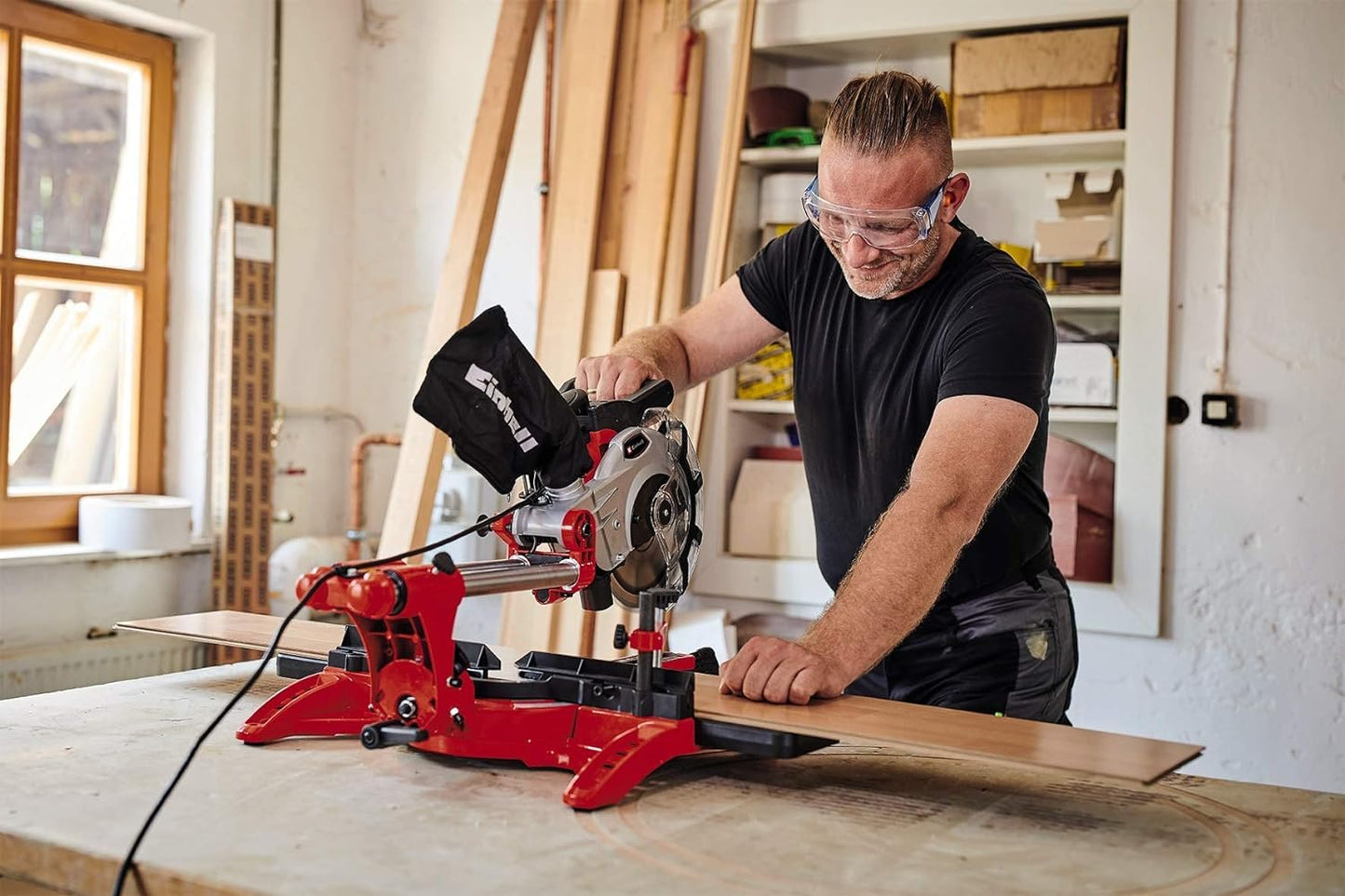 - Einhell TC-SM 2131/1 Dual Bevel Sliding Mitre Saw | Double Bevel Circular Saw | 310mm Drag | Laser | Dust Extraction | -45° Mitre, -47° Bevel | Saw with 48T Blade -