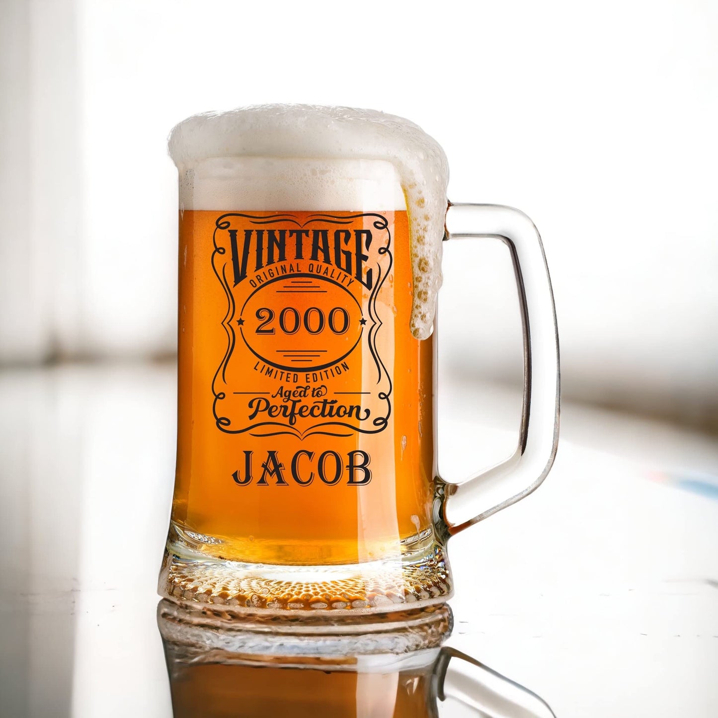 - ukgiftstoreonline Personalised Vintage Birthday Beer Glass -