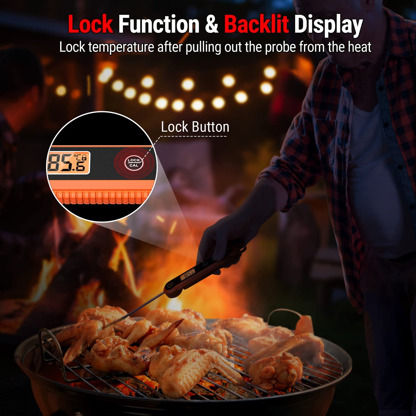 - ThermoPro TP03H Meat Thermometers | Foldable Food Temperature Probe | IPX6 Waterproof Food Thermometer -