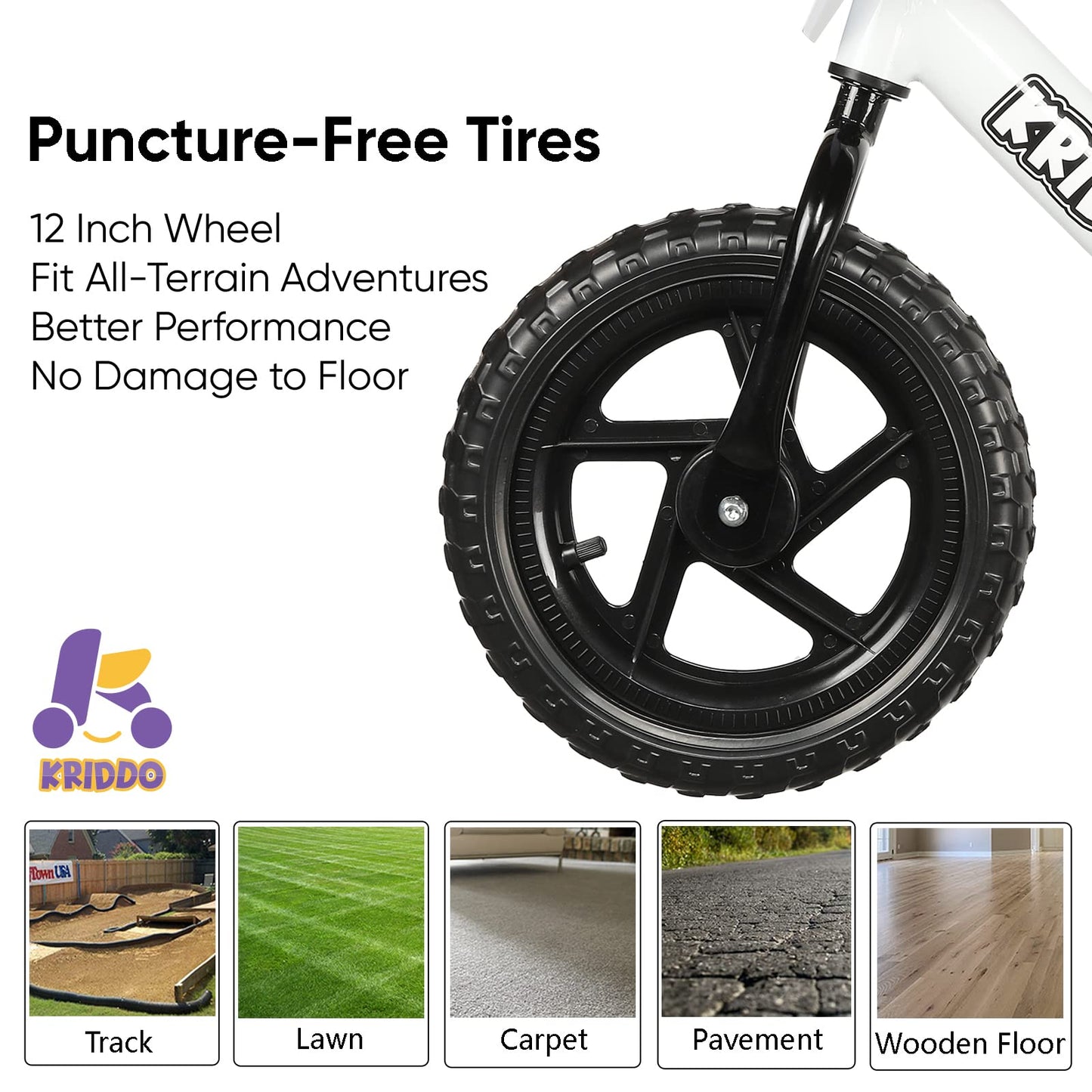 - KRIDDO Toddler Balance Bike | Age 18 Months to 5 Years Old | 12 Inch Push Bike -