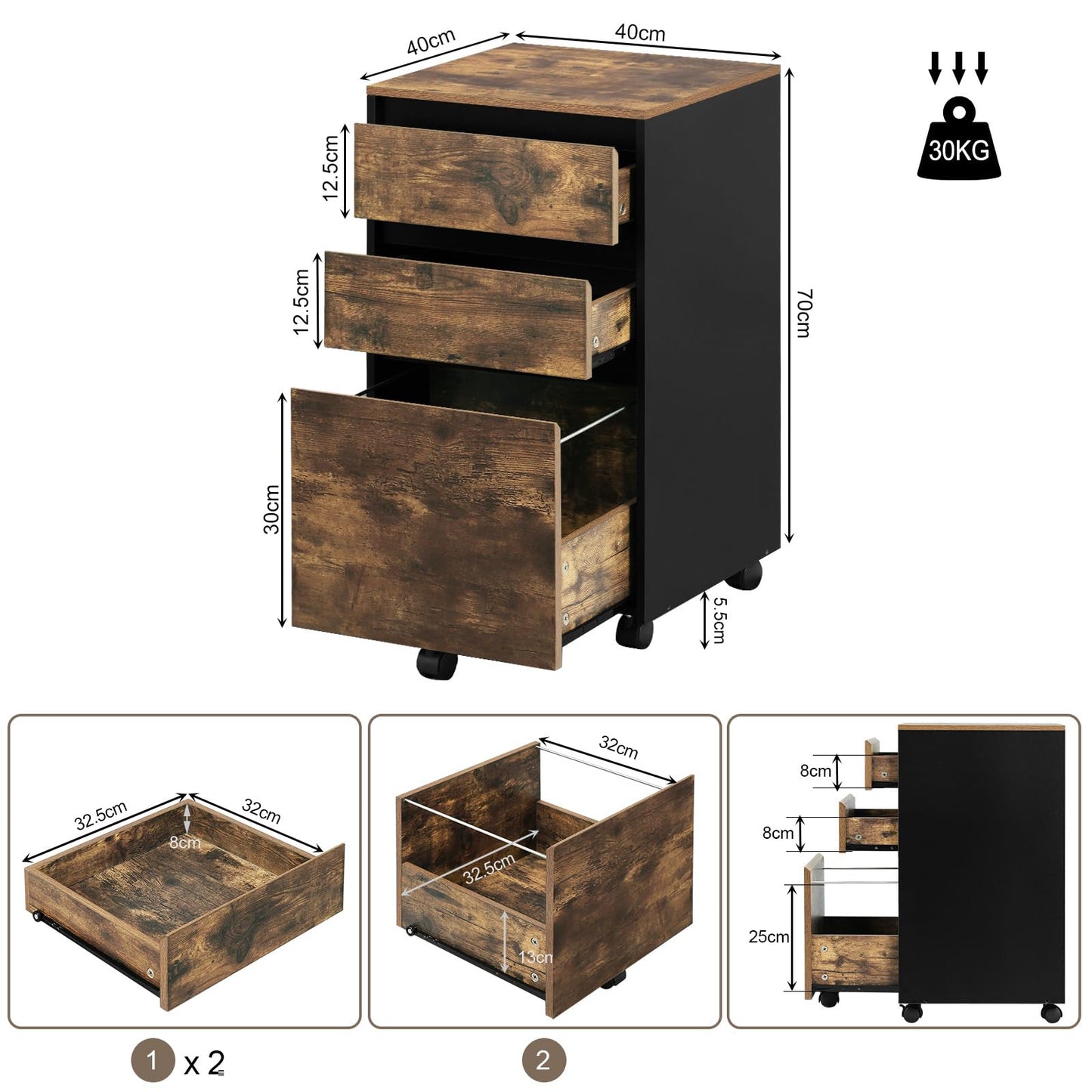 - WOLTU Mobile Filing Cabinet for Lever Arch Folders, Storage Cabinet in the Office
