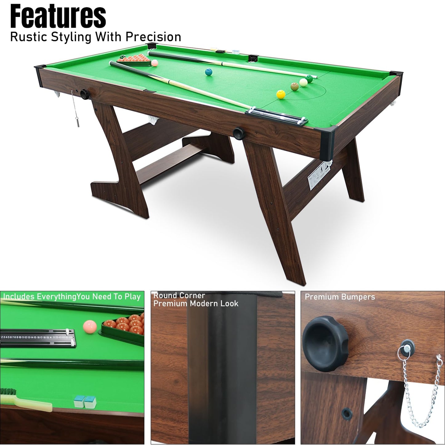 - HLC 6FT Folding Pool Table | Snooker Table Set -