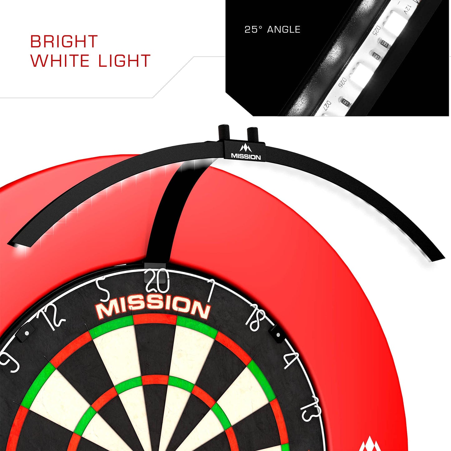 - Mission Darts TOR100 Torus 100 | Dart Board LED Folding Portable Dartboard Travel Lighting System (Sand Blasted Black) -