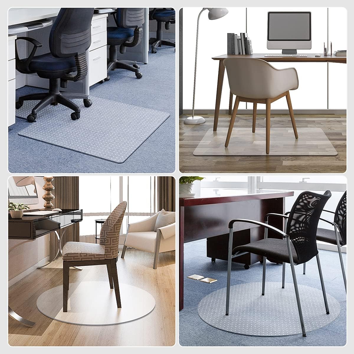 - WASJOYE PVC Chair Mat for Carpet, T-shape Transparent PVC Desks Mat Large 75