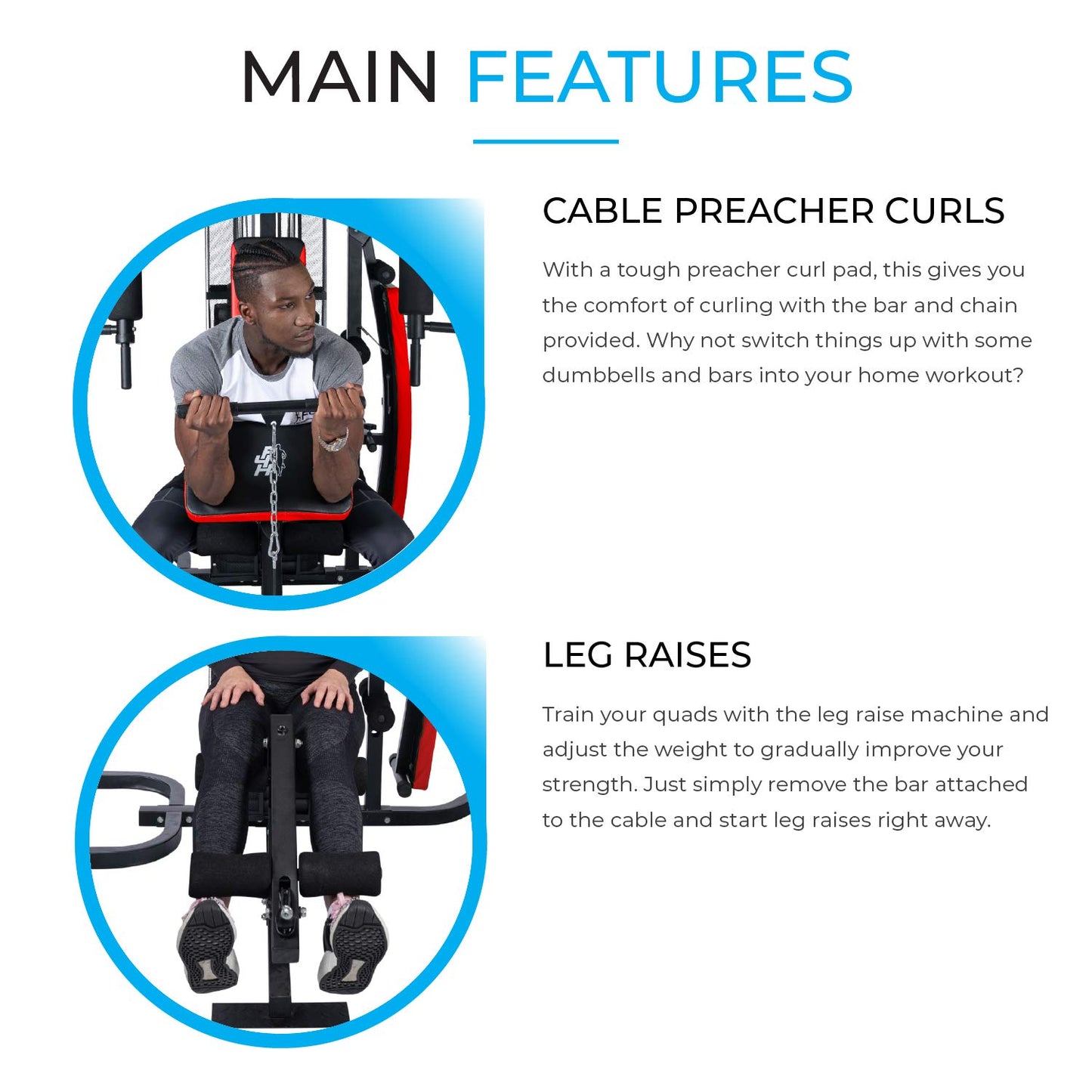 - Fit4home Multi Gym Workout Station | Home Fitness Body Exercise Machine | Total-body Workout | Multifunctional Workout Station | TF-7005A, (81.64 KG) -