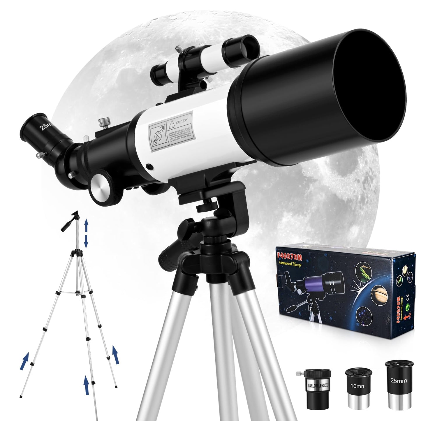 - Smautop Telescope for Kids Beginners Adult | Astronomical Refractor Telescope -