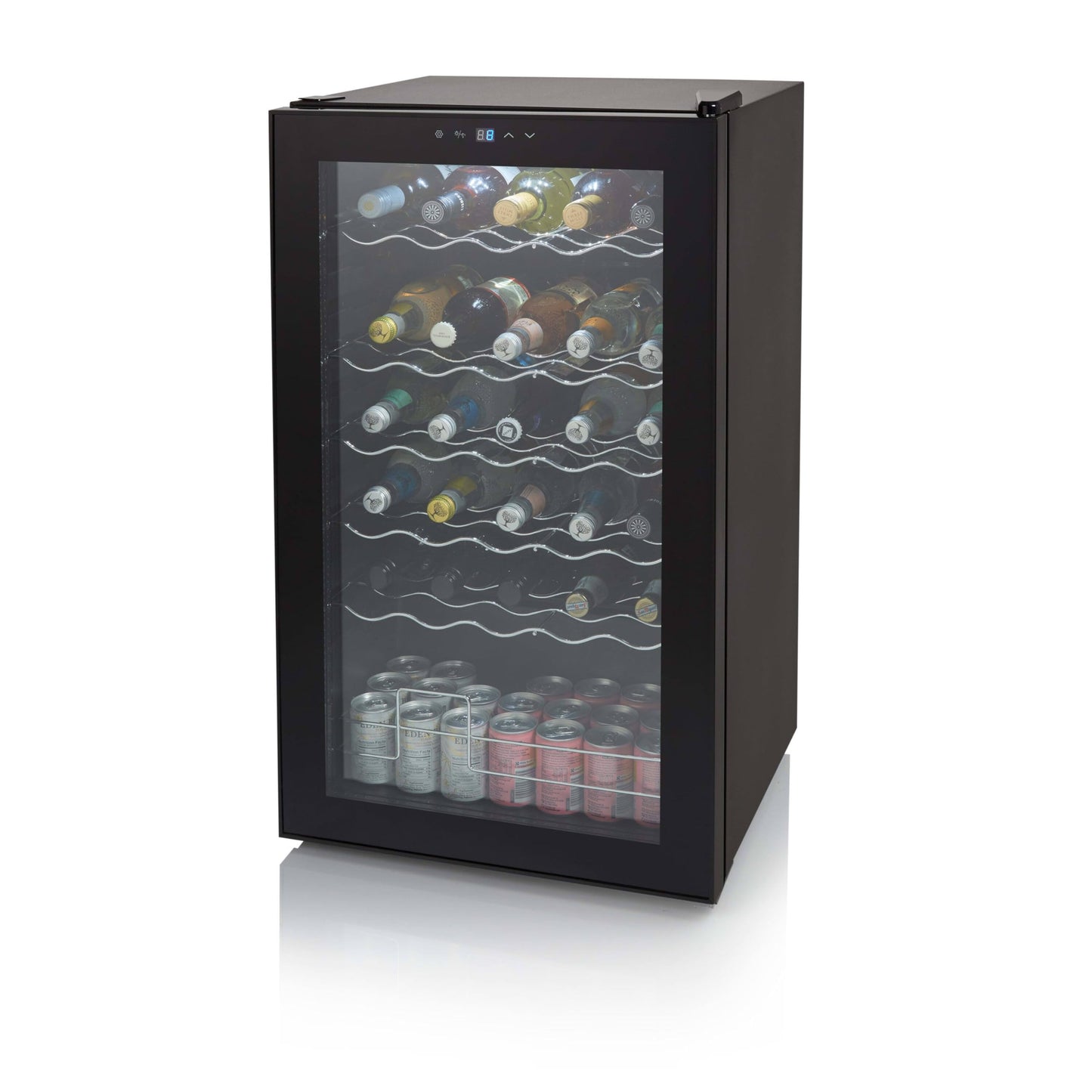 - Swan 34 Bottle Wine Cooler with Reversible Door | LED Display | 80L | Black -