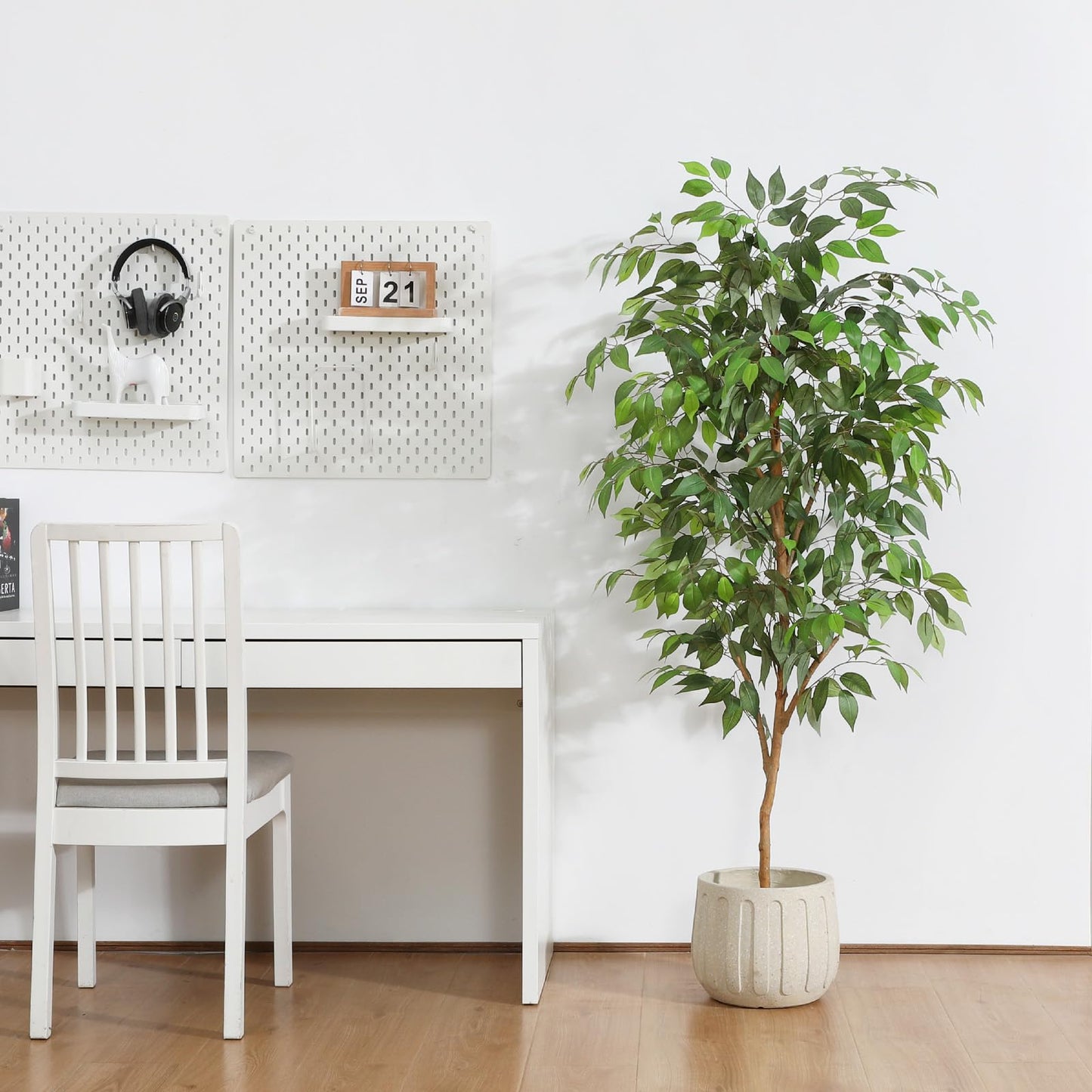 - Fopamtri Artificial Ficus Plant 150cm Large Fake Plants Indoor with Natural Wood Trunk -