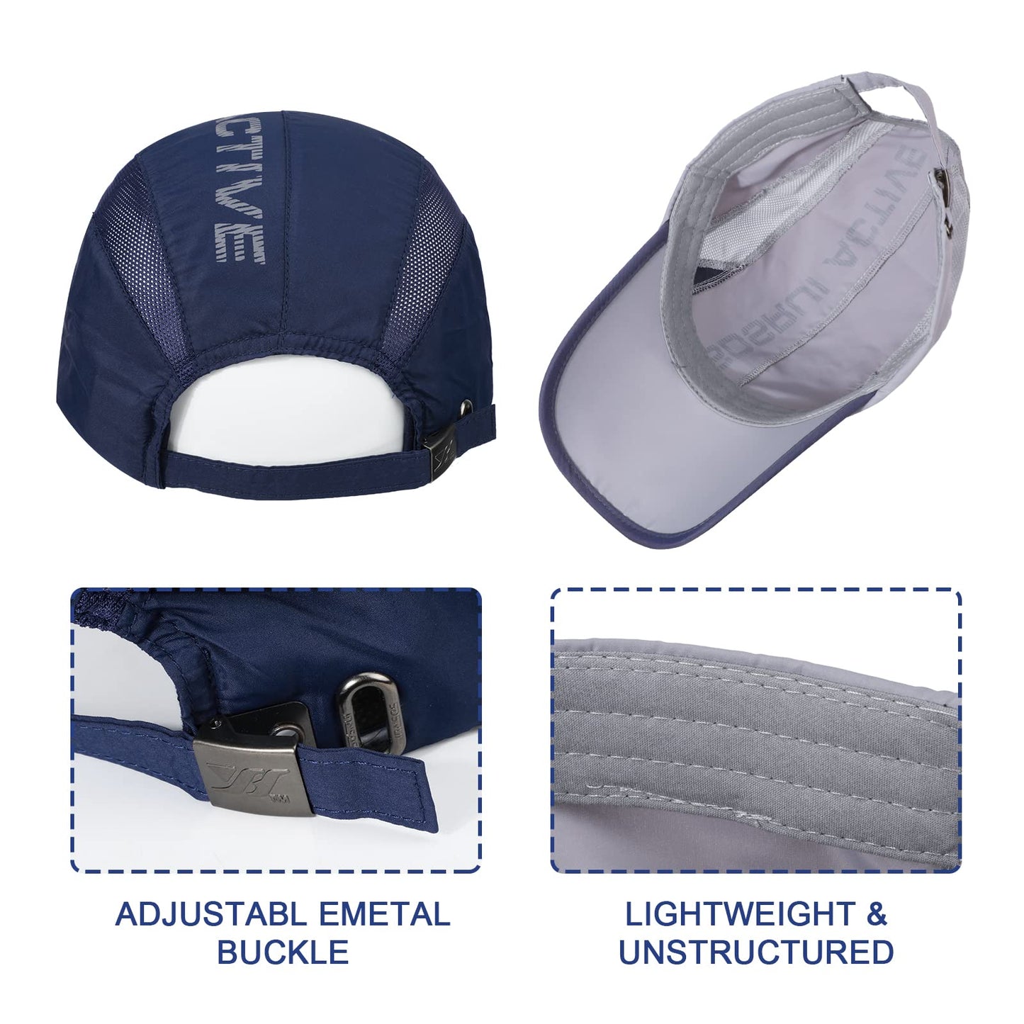 AYPOW 2 Packs Unisex Quick Dry Baseball Cap Hat, Fashion Breathable Sports hat Baseball Cap, Lightweight Foldable Washable Outdoor Sport Sun Protection Hat, for Men and Women Running Climbing Hiking