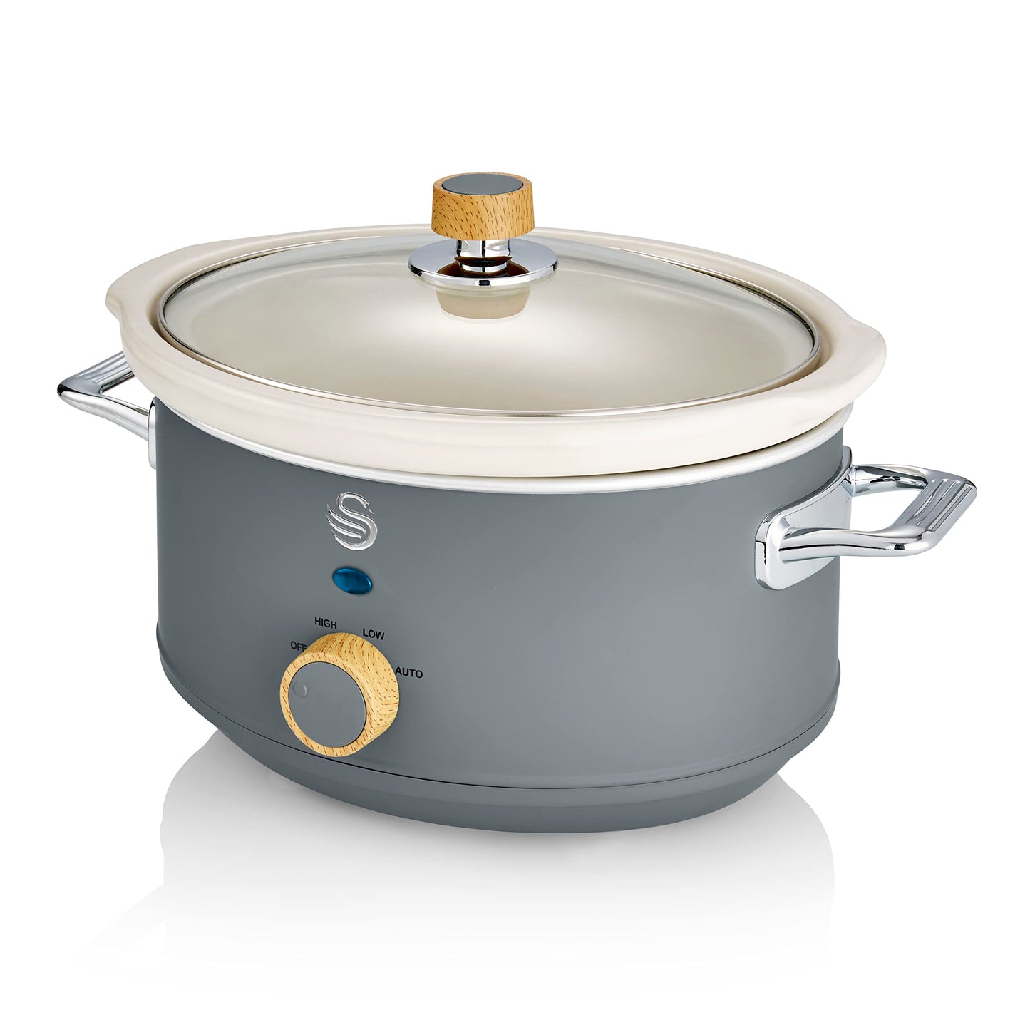 - Swan Nordic Slow Cooker | 3 Temperature Settings | Keep Warm Function | 3.5L | 200W | Matte Grey -