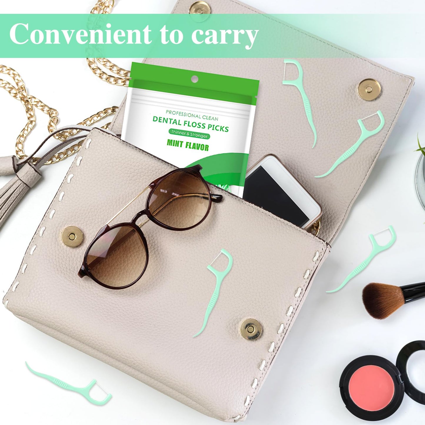 200 Pcs Dental Floss, Floss Sticks Dental Disposable Floss Picks 2 in 1 Dental Floss Toothpick Portable Dental Floss Stick for Teeth Cleaning