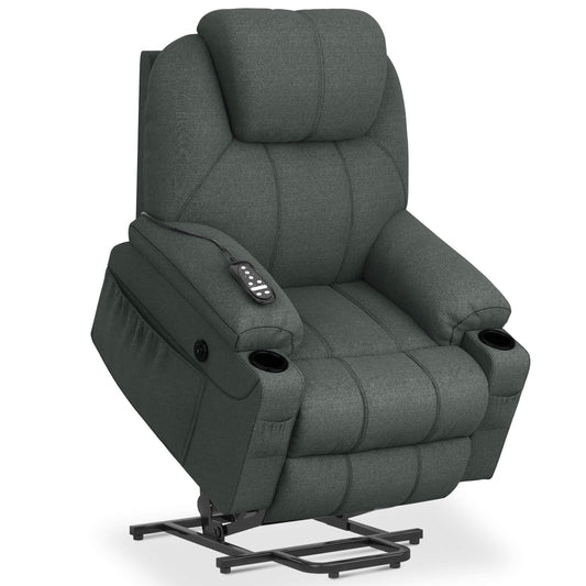 - YONISEE Lift chairs recliners for elderly,Recliner Chair with Massage and Heat, Extended Footrest, Heavy Duty Motor Large Recliners for Living Room USB Port, Cup holders, 2 Side Pockets