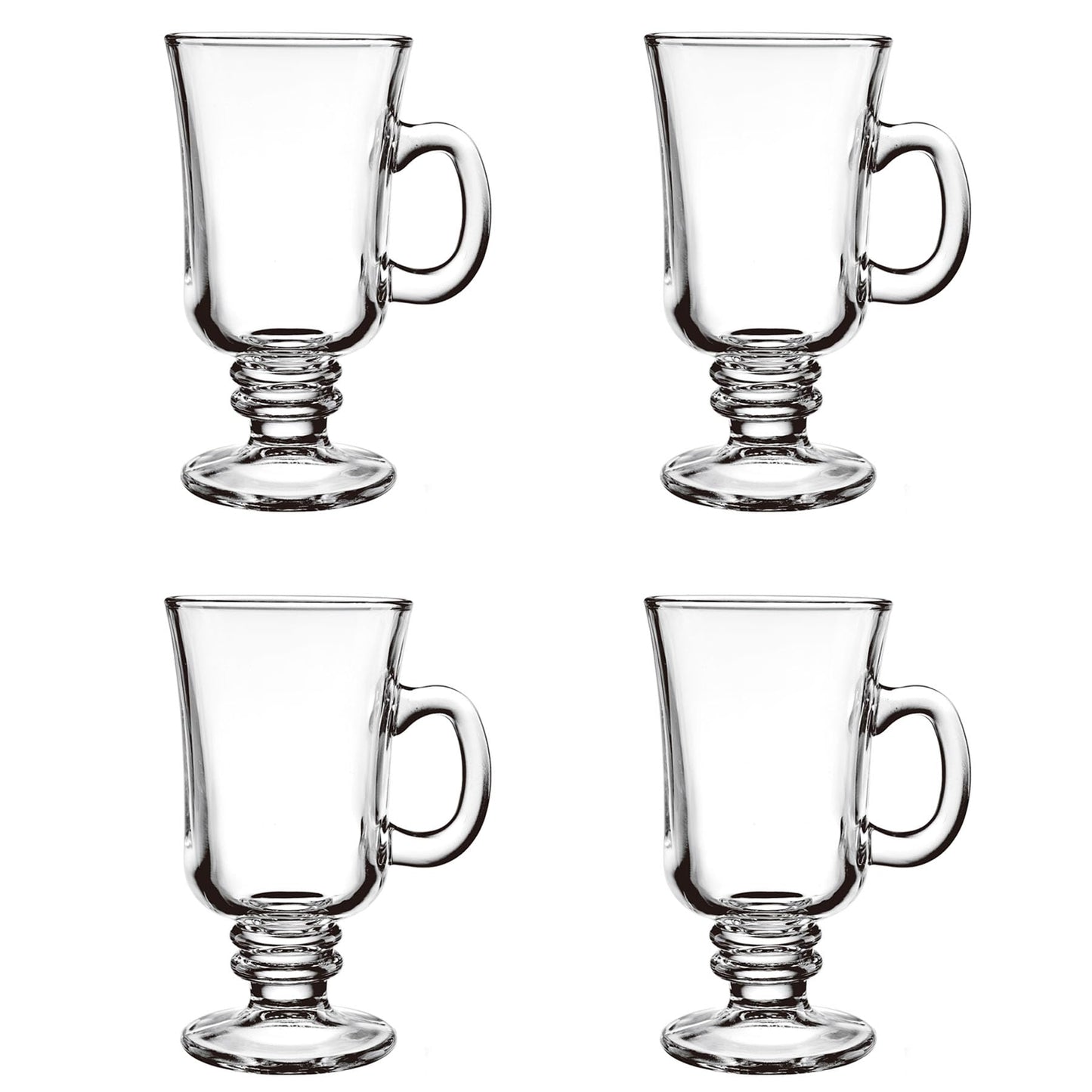 binsakao Irish Coffee Glasses, Latte Glasses Set of 4 Latte Mugs, 230ml Glass Coffee Mugs with Handle, Cappuccino Cups Hot Chocolate Glasses