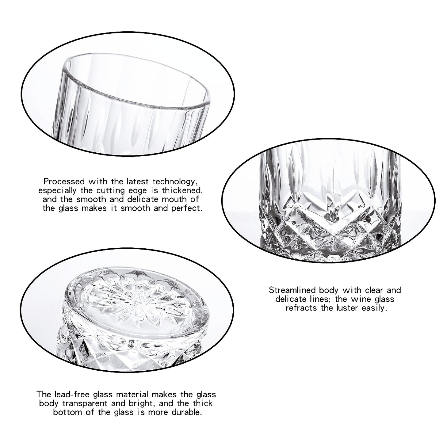 - GLASKEY Whiskey Glasses Set of 4 | 315ml Lead-Free Crystal Whiskey Tumbler -