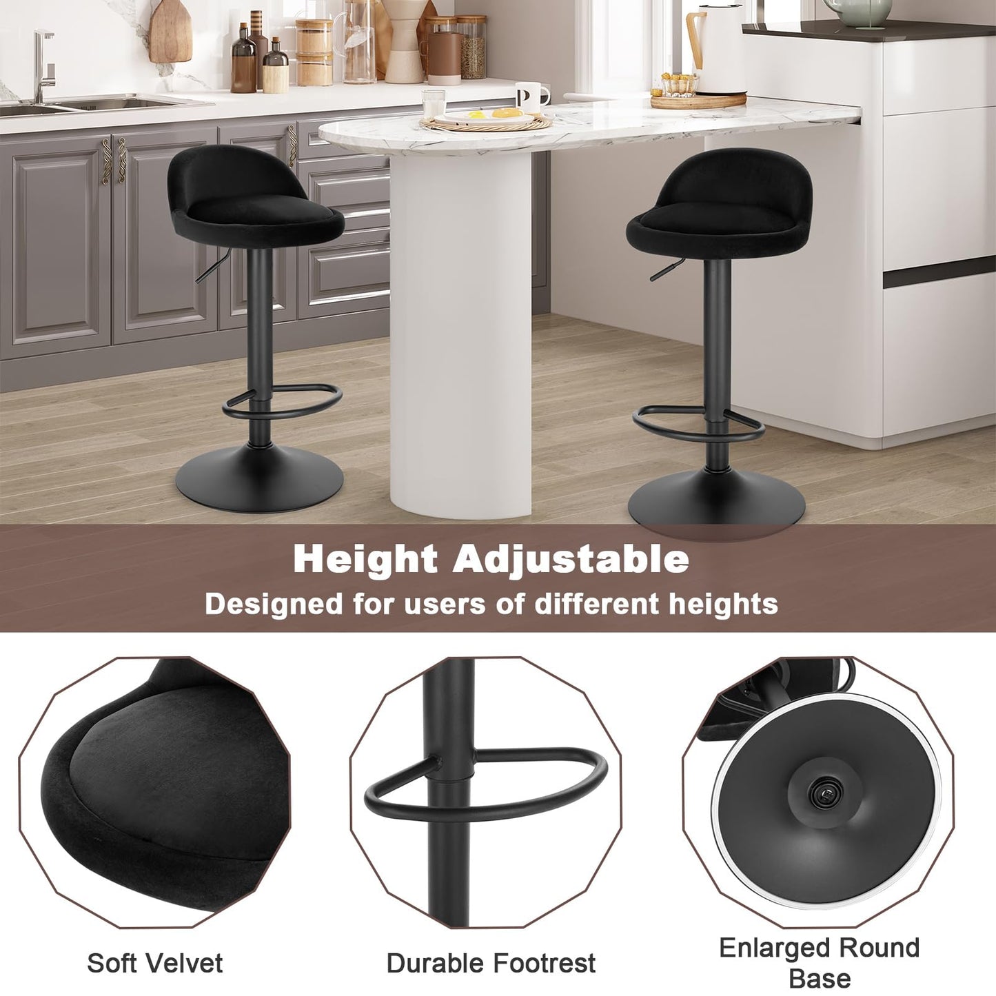- Lestarain Bar Stool | Single Adjustable & Swivel Breakfast Kitchen Counter Pub Bar Stool -