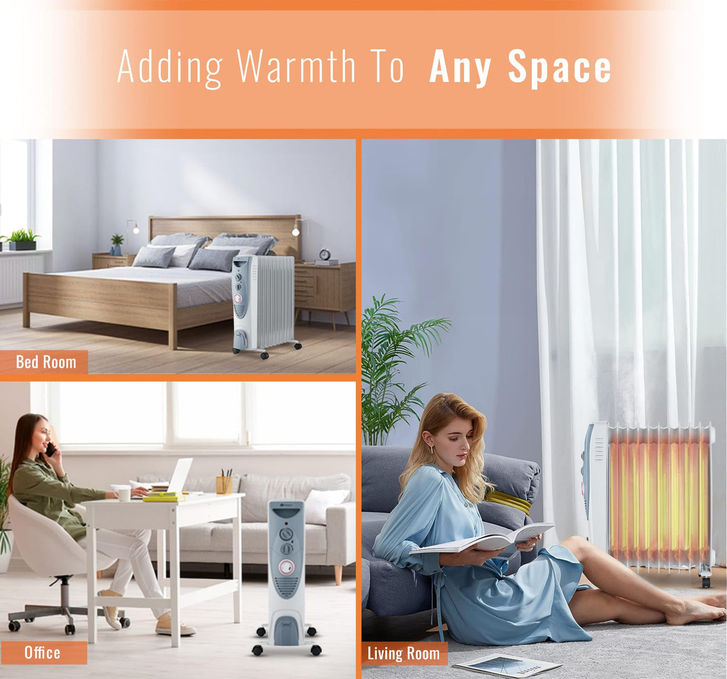 - PureMate Oil Filled Radiator | Portable Electric Heater | Adjustable Temperature and Thermostat -