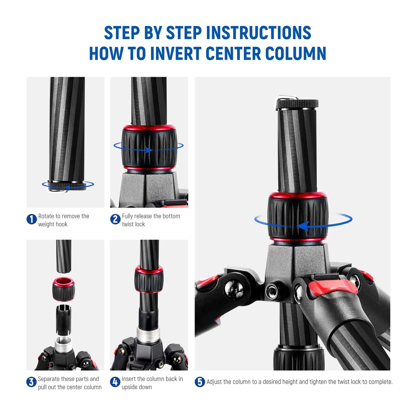 - NEEWER Carbon Fiber Camera Tripod With Telescopic 2 Section Center Axes | 360° Panorama Ballhead -