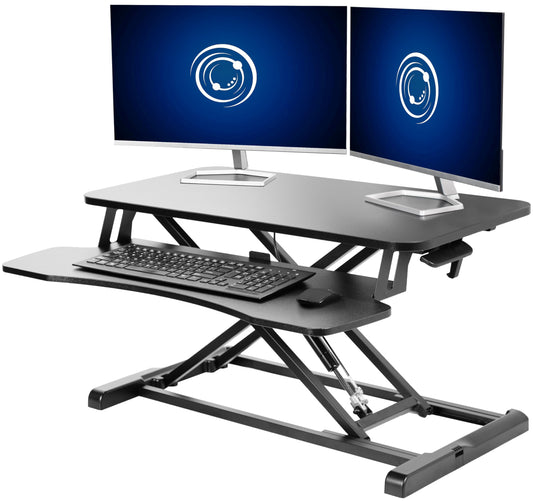 - VIVO Standing 81 cm Desk Converter, Height Adjustable Riser, Sit to Stand Dual Monitor and Laptop Workstation with Wide Keyboard Tray -