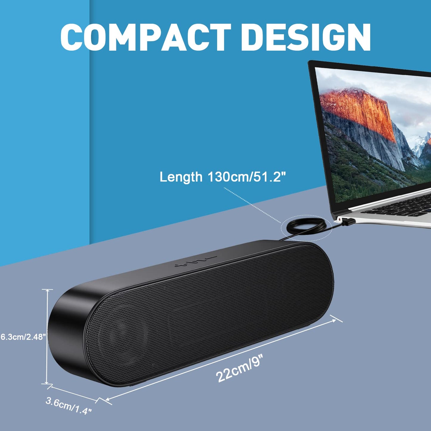 - YYV USB Computer Speaker, Portable PC Speaker for Desktop, Laptop,Notebook, Wired Mini Soundbar Speaker with Loud Volume