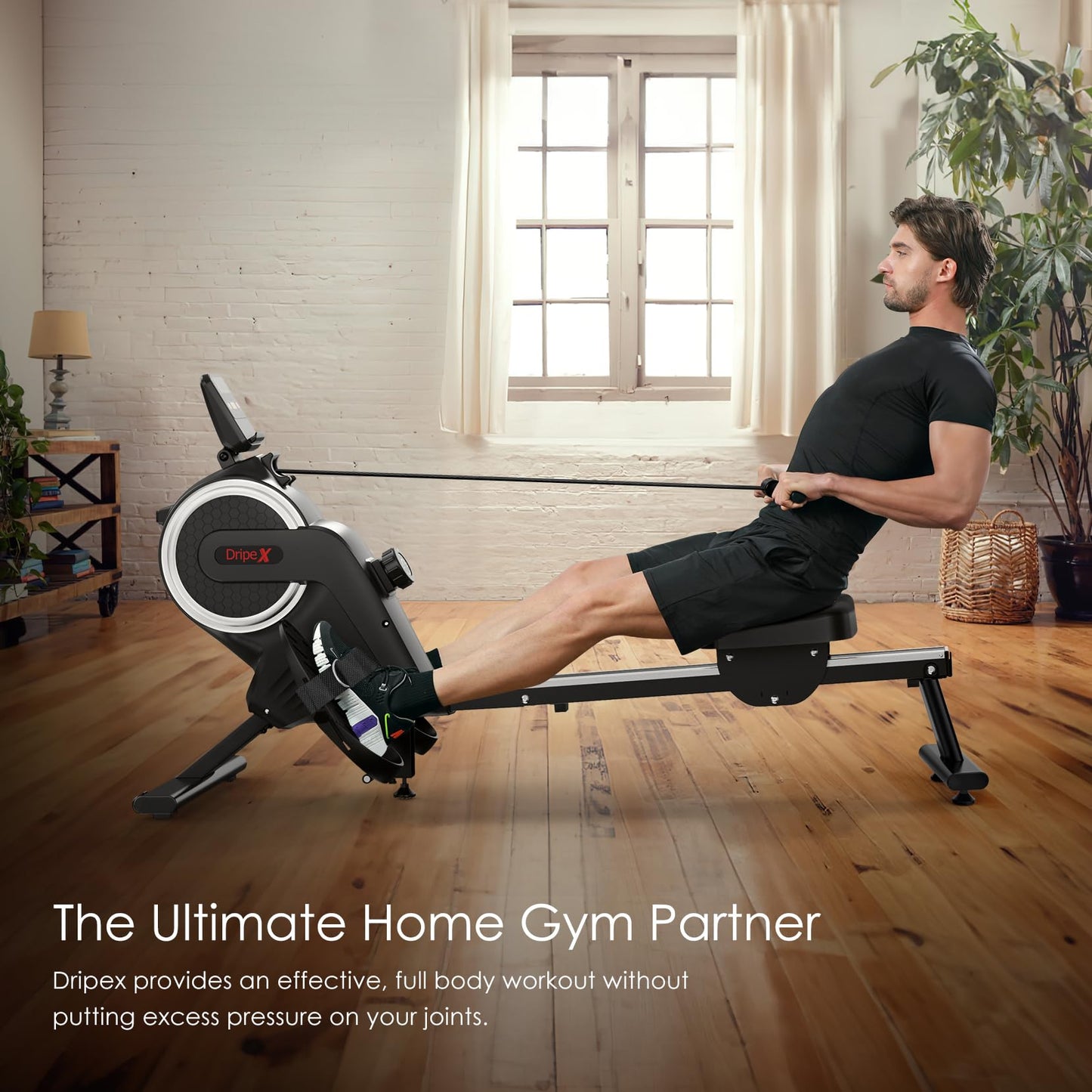 - Dripex Magnetic Rowing Machine with Aluminum Slide Rail | 16 Levels of Adjustable Resistance | Max Weight Capacity 265 Lbs for Home Gym | LCD App/Monitor -