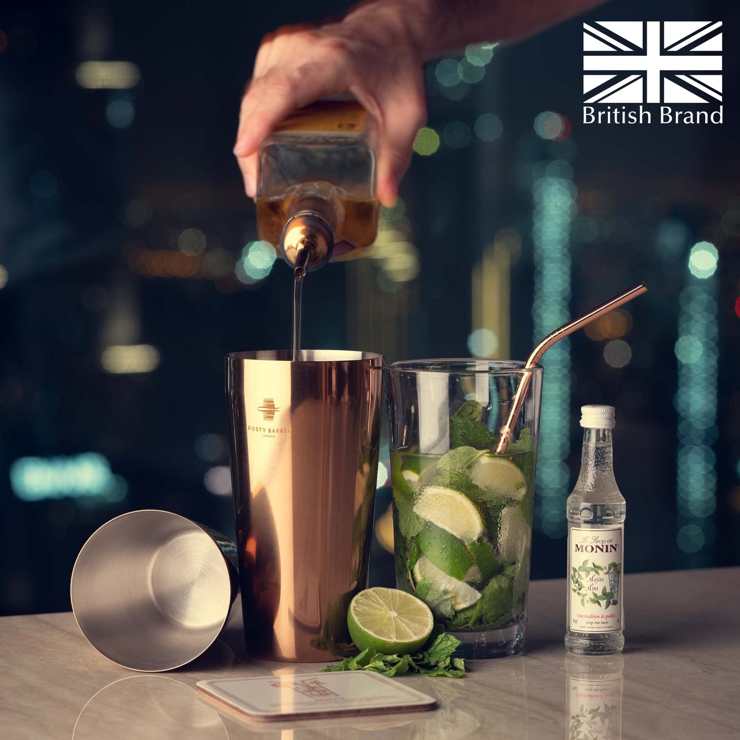 - Rusty Barrel Belgravia Cocktail Making Set | Cocktail Gift Set in Copper with Stainless Steel Boston Shaker -