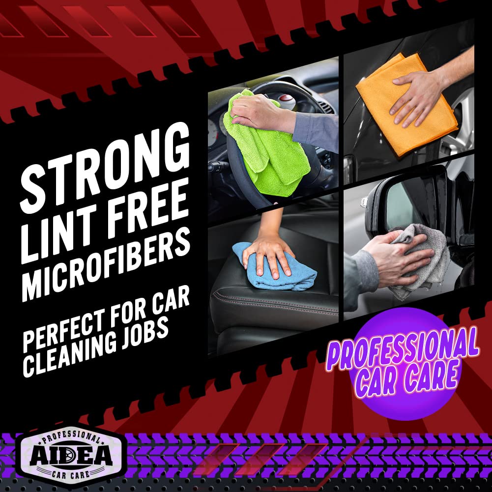 AIDEA Microfibre Cloth 24 Pack-Premium All-Purpose Cleaning Cloths for Cars-Soft & Absorbent Lint Free Streak Free Wash Cloth for House, Kitchen, Windows,30X40CM