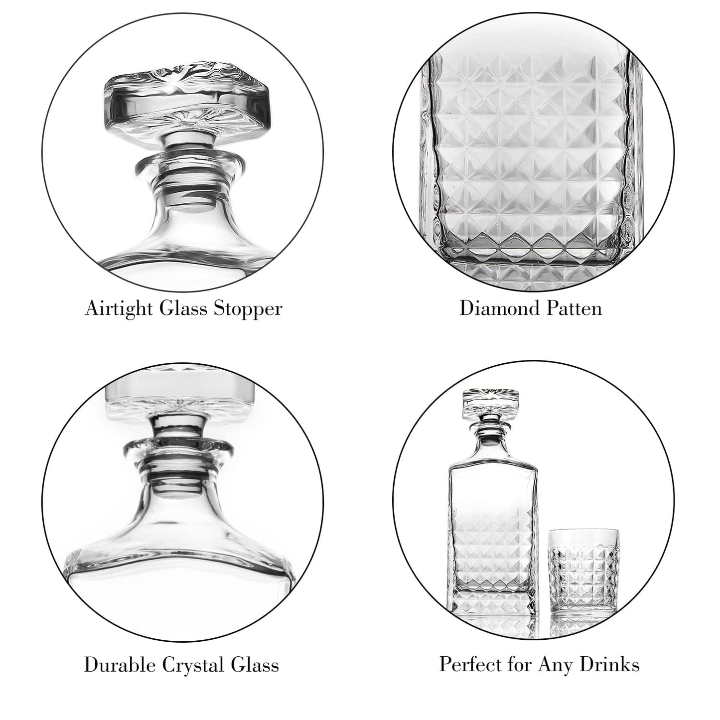 - LIGHTEN LIFE Whiskey Decanter | 1000ml Crystal Decanter with Stopper in Gift Box -