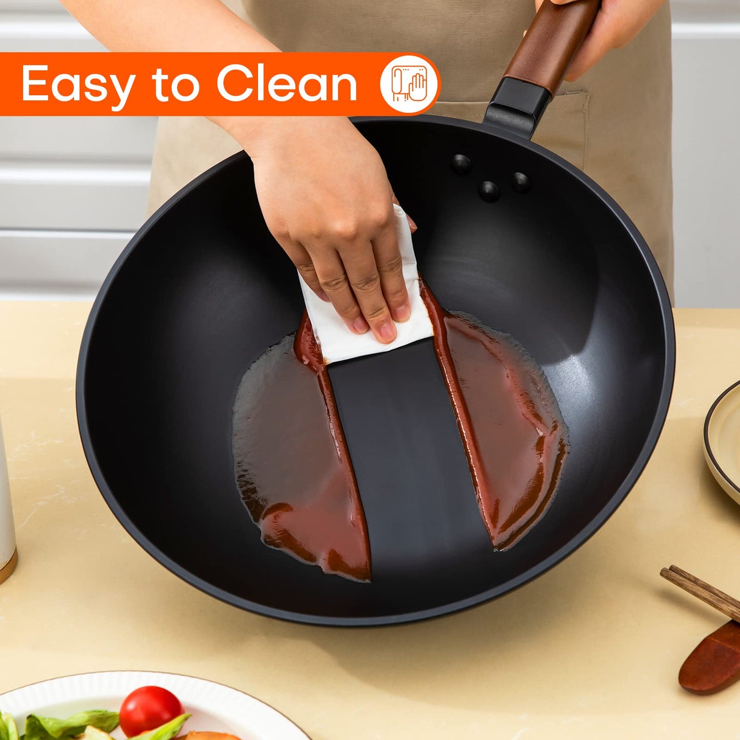 - Jobin 33cm/5.6L Non Stick Wok With Lid -