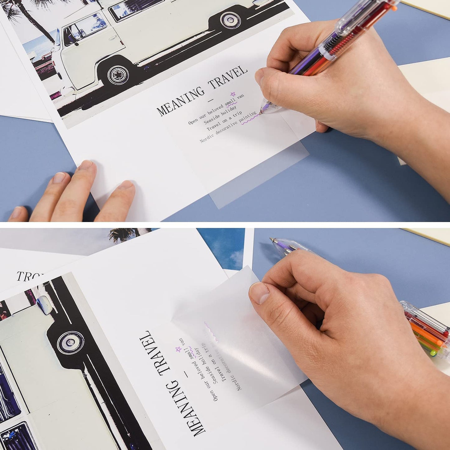 100pcs Transparent Sticky Notes Self-Stick Note Pads, Clear Notes 75mm*75mm Transparent Self Adhesive Removable Perfect for Studying and Writing in Text Books and Office