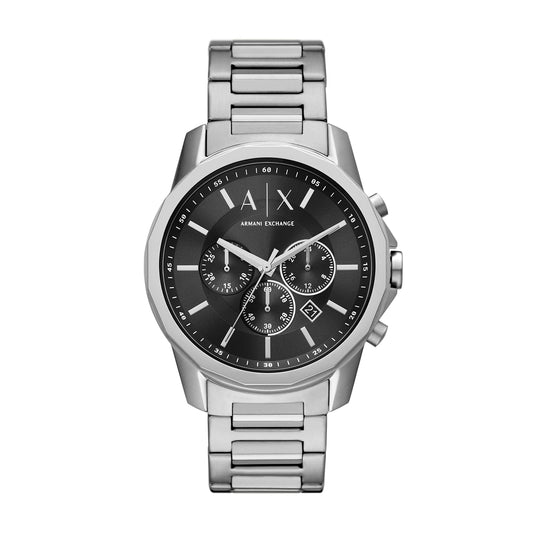 Armani Exchange Watch for Men, Chronograph Movement, 44 mm Silver Stainless Steel Case with a Stainless Steel Strap, AX1720