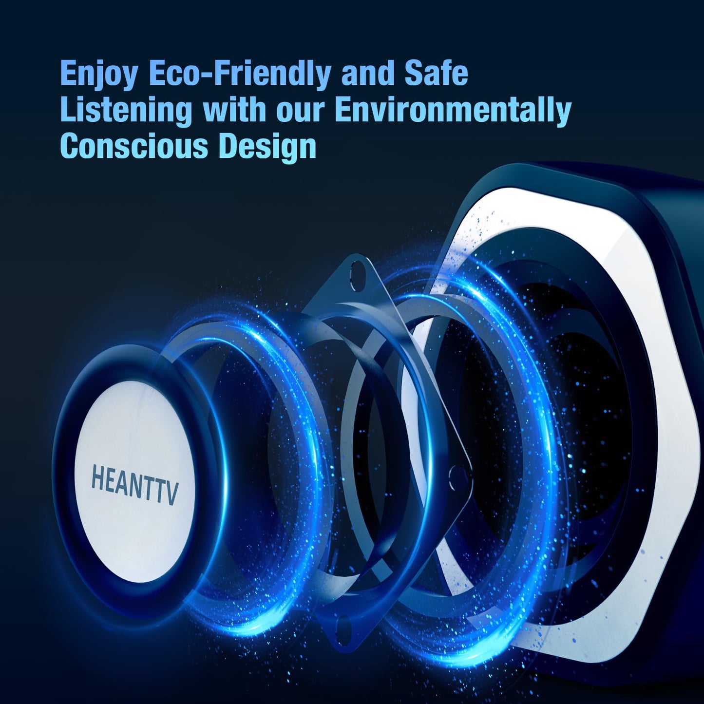 - HEANTTV Computer Speaker | PC Speakers for Desktop Monitors | 2.0 Stereo Volume Control with LED Light | USB Powered & 3.5 mm jack -