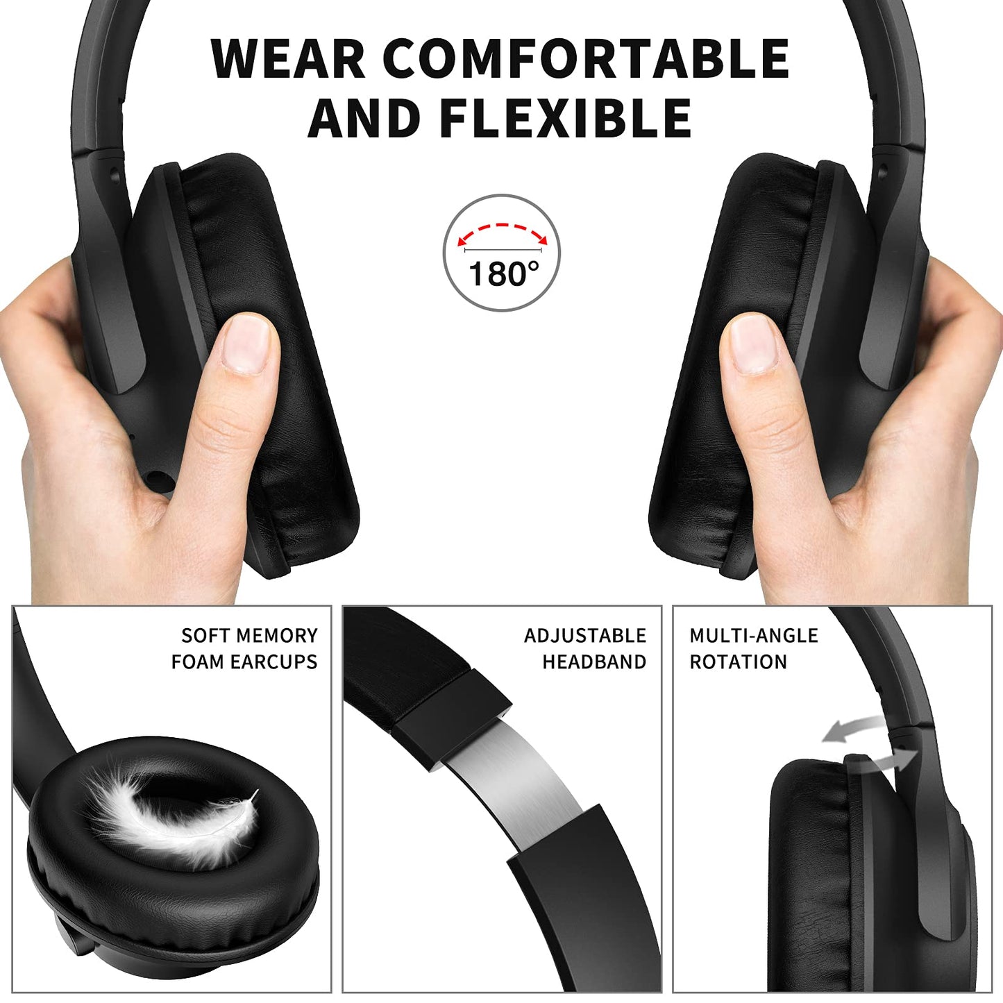 - KVIDIO Bluetooth Headphones | Over Ear | 65 Hours Playtime Wireless Headphones -
