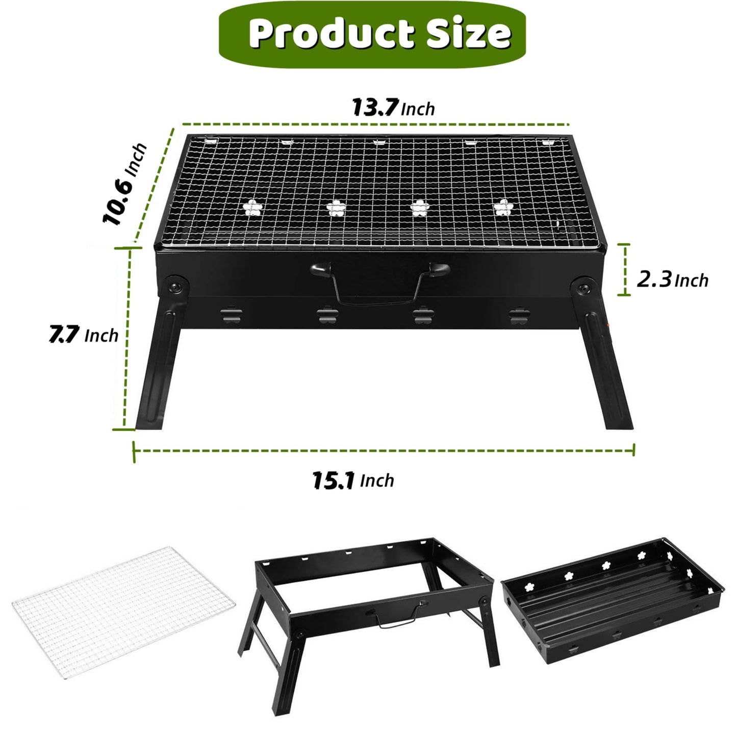 BBQ Barbecue Grill, Portable BBQ Folding Charcoal Barbecue Grill Disposable BBQ Barbecue Smoker Grill Small Stainless Steel Barbecue Grill for Outdoor Camping Garden Picnic Trip Beach